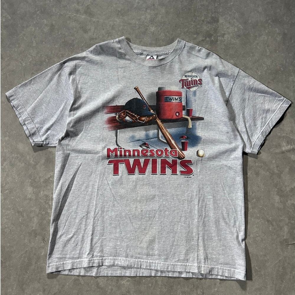 90s Vintage Minnesota Twins Heather Gray Dugout T Shirt Size XXL